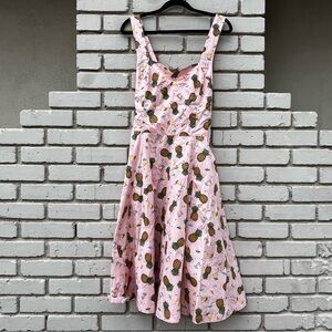 NWT Banned Apparel Tiki Drink Retro Style Cross Back Dress in Pink - Size XXXXL